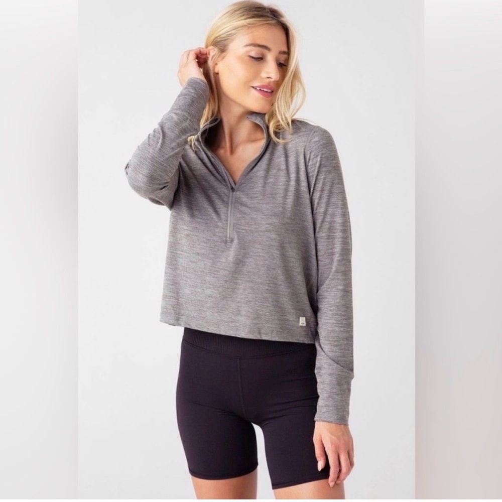 Vuori Gray Half-Zip Lightweight Sweatshirt
